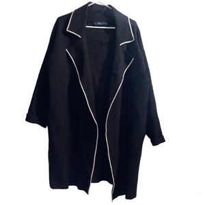 zara black long knit pipe lined coat